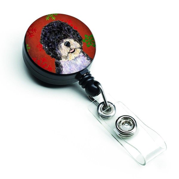 Teachers Aid Portuguese Water Dog Red & Green Snowflake Christmas Retractable Badge Reel TE229501